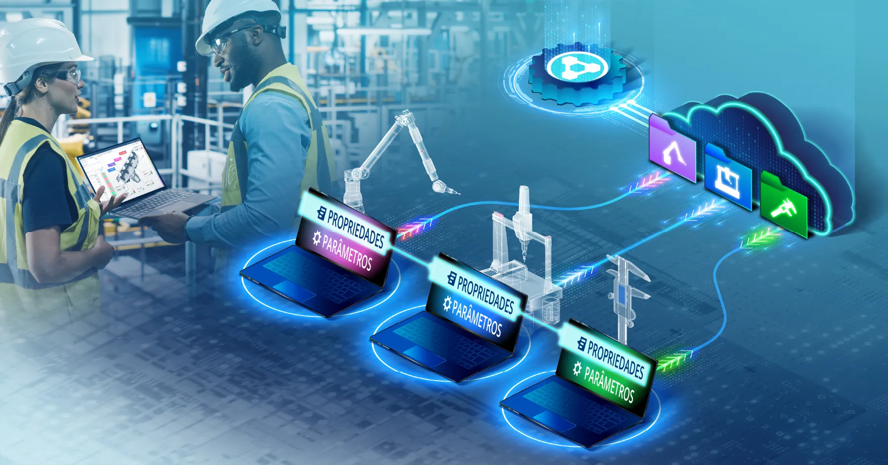 O PolyWorks|DataLoop 2025 permite que os usuários criem e compartilhem modelos de inspeção reutilizáveis para uma variedade de dispositivos de medição.